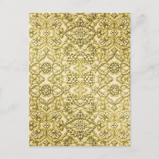 Cartão Postal Design Floral de Folha de Ouro Metálico Emboscada  (Frente)