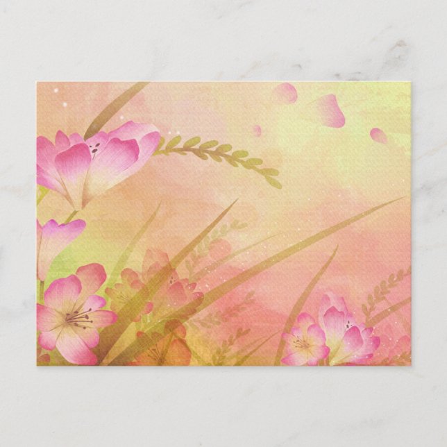 Cartão Postal design floral rosa (Frente)