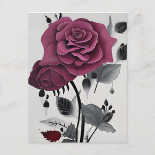 Cartão Postal Design Floral Rosa de Abstrato de tinta minimalist