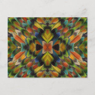 Cartão Postal Design Fractal das Penas do Lovebird