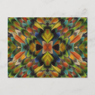 Cartão Postal Design Fractal das Penas do Lovebird