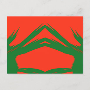 Cartão Postal ~ Design Fractal de Natal Vermelho Verde ~