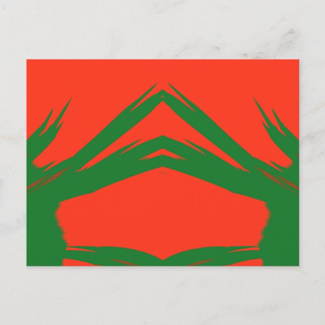 Cartão Postal ~ Design Fractal de Natal Vermelho Verde ~ (Frente)