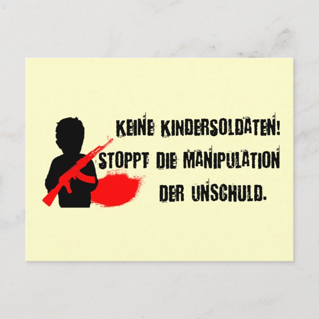 Cartão Postal Design für Kinderrechte: Keine Kindersoldaten! (Frente)