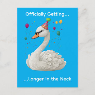 Cartão Postal Design Gráfico de Aniversário de Cisne Engraçado e
