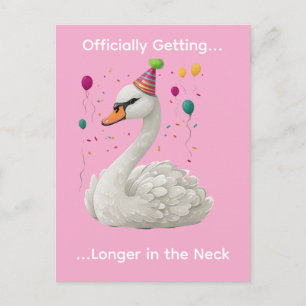 Cartão Postal Design Gráfico de Aniversário de Cisne Engraçado e