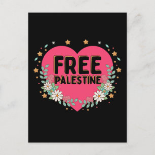 Cartão Postal design gráfico de coração da Palestina rosa fofo