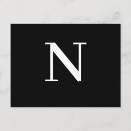 Cartão Postal Design Inicial Alfabeto Moderno Preto Personalizad