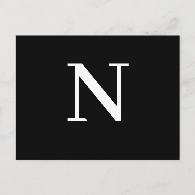 Cartão Postal Design Inicial Alfabeto Moderno Preto Personalizad (Frente)