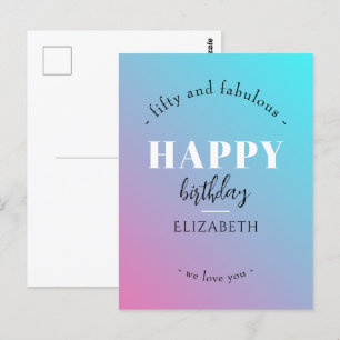 Cartão Postal design minimalista de aniversário em cores pastéis