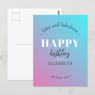 Cartão Postal design minimalista de aniversário em cores pastéis