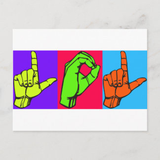 Cartão Postal DESIGN nº 2 da linguagem de sinais LOL ASL