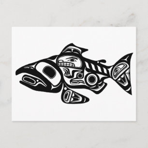 Cartão Postal Design Nativo Americano Salmon
