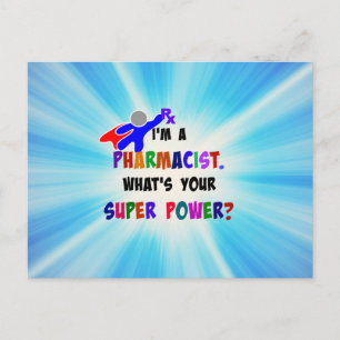 Cartão Postal Design Personalizado de Super Herói Farmacêutico