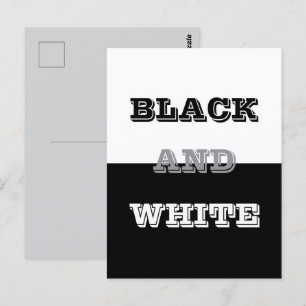 Cartão Postal Design Preto Cinza Branco Texto E Cores Sólidas