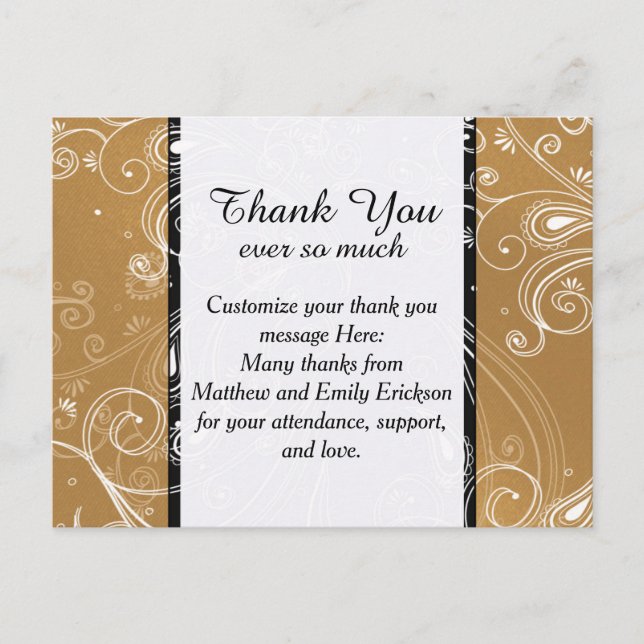 Cartão Postal Design preto, Dourado e branco suave (Frente)