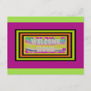 Cartão Postal design púrpura verde-roxo de boas-vindas    