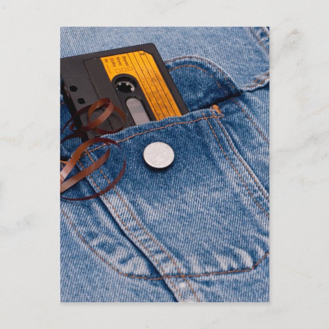Cartão Postal Design retroanos 80 - Fita de cassete de áudio (Frente)