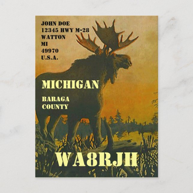 Cartão Postal Design seu próprio operador de rádio HAM QSL Mo (Frente)