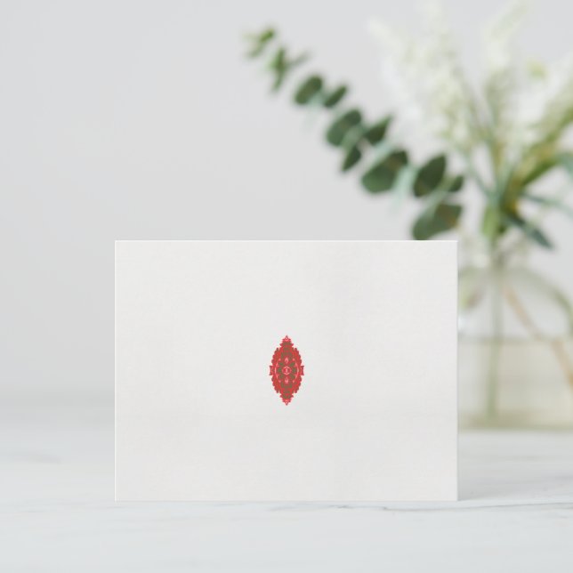 Cartão Postal design vermelho e castanho sobre fundo branco (Em pé/Frente)