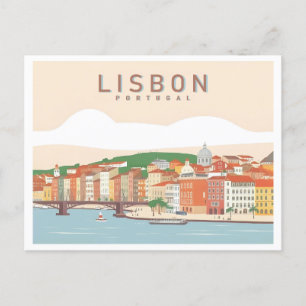 Cartão Postal Design Viagem de Lisboa Portugal Pastel