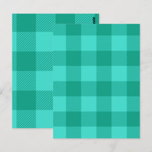 Cartão Postal Design Xadrez Quadriculado em Azul Verde e Turques