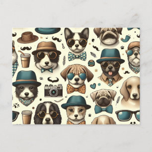 Cartão Postal Designs De Animais Cachorros Sem Costura Cachorro 