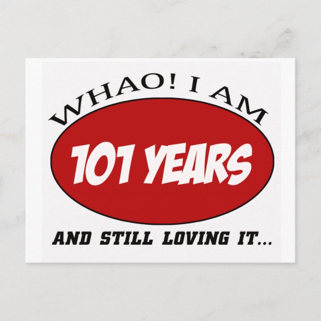 Cartão Postal designs de aniversário de 101 anos legal (Frente)