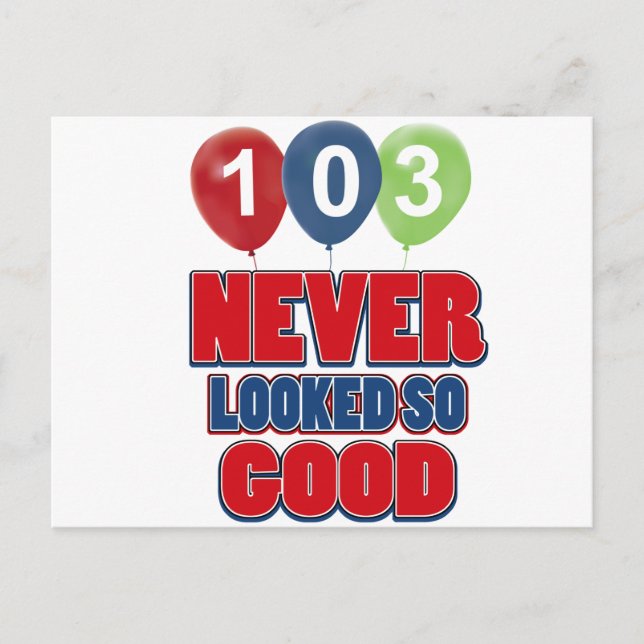 Cartão Postal designs de aniversário de 103 anos (Frente)