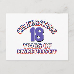 Cartão Postal DESIGNS de aniversário de 18 anos da FUNNY