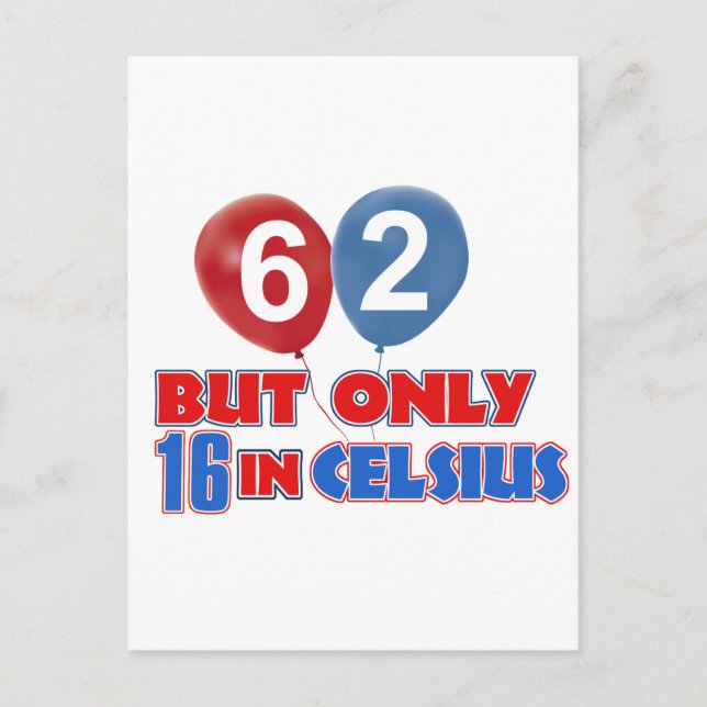 Cartão Postal designs de aniversário de 62 anos (Frente)
