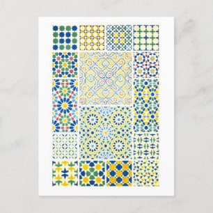 Cartão Postal Designs de mosaicos geométricos de Alhambra na Esp