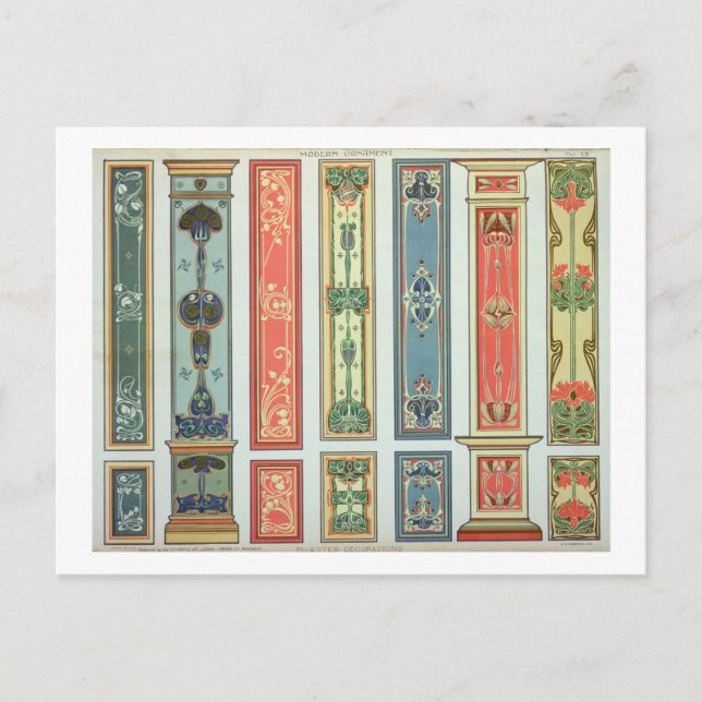 Cartão Postal Designs do painel, placa XII do 'Ornament moderno' (Frente)
