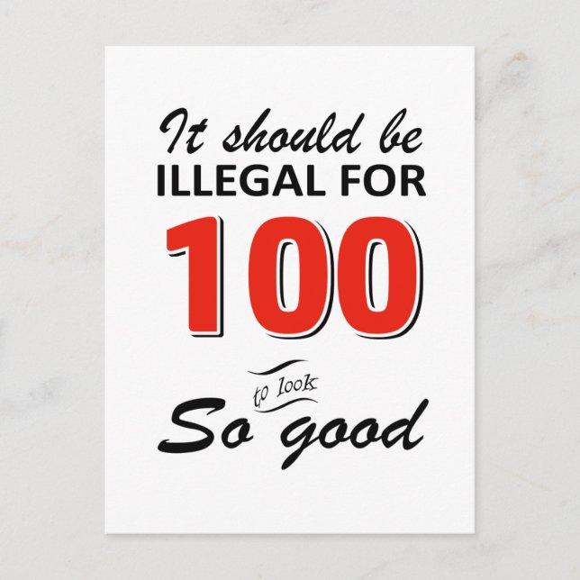 Cartão Postal Designs engraçados de aniversário de 100 anos (Frente)