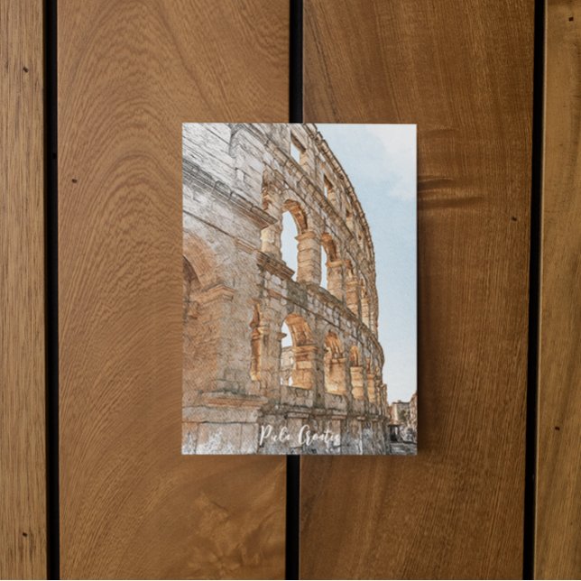 Cartão Postal Deslumbrante Pula Croácia Marca da Cidade Viagem (pula croatia adria coast travel postcard)