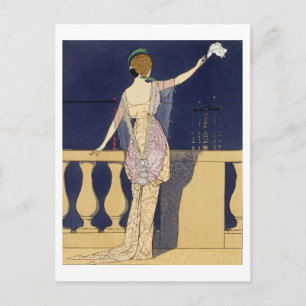 Cartão Postal Despedida à Noite, desenho para um vestido de noit