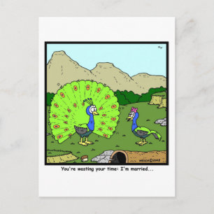 Cartão Postal Desperdiçando seu tempo: Cartoon Peacock