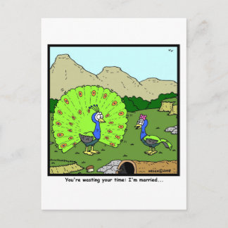 Cartão Postal Desperdiçando seu tempo: Cartoon Peacock