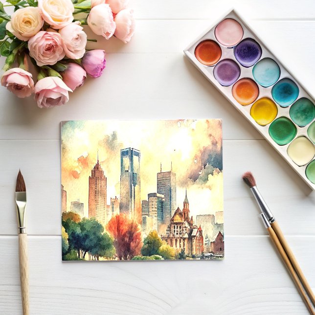 Cartão Postal Desroit Michigan Watercolor Painting (Criador carregado)