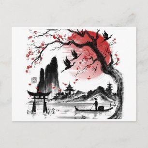Cartão Postal Dessin paysage Japon
