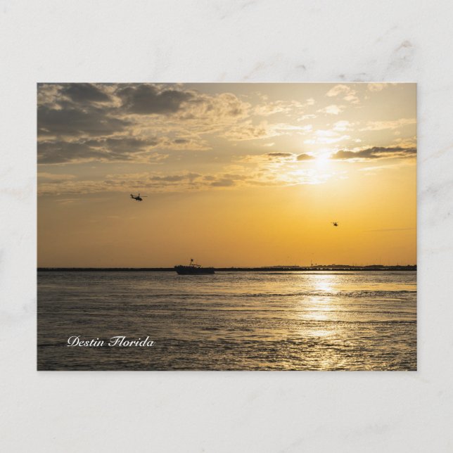 Cartão postal Destin Sunset e Helicópteros (Frente)