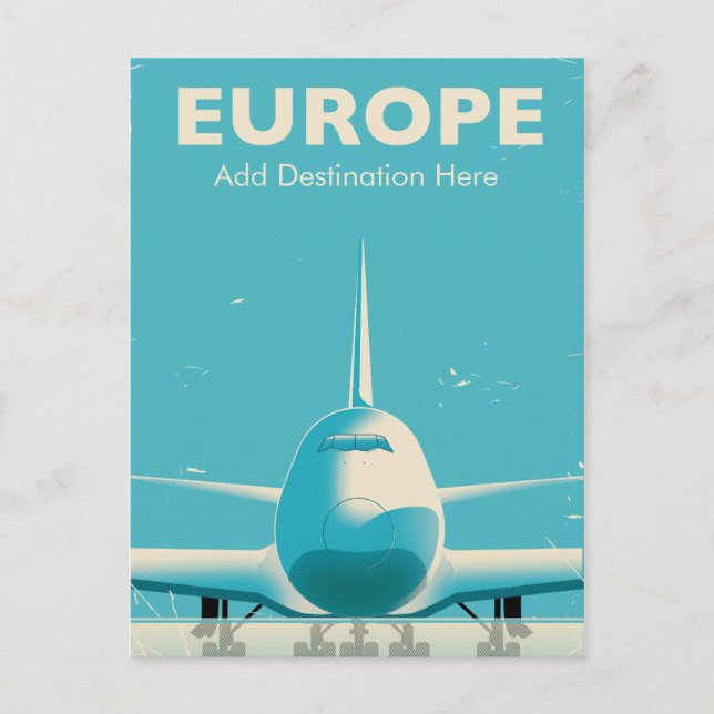Cartão Postal Destino aduaneiro do avião comercial europeu (Frente)