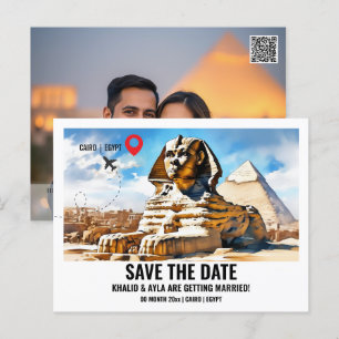 Cartão Postal Destino da data de salvamento da pirâmide Sphinx d