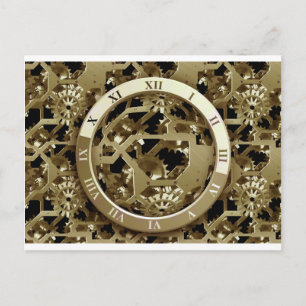 Cartão Postal Destino de Arte Digital Design do Gears Clock Offi
