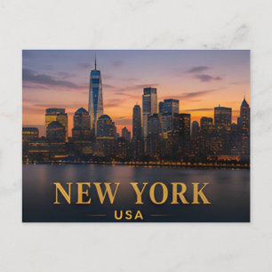 Cartão Postal Destino de Viagem Ícone da Silhueta de Nova York E