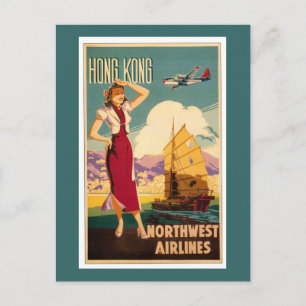 Cartão Postal Destino: Gráficos Retro de Hong Kong