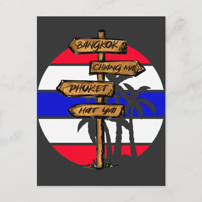 Cartão Postal Destinos da Tailândia - Bangkok Chiang Mai Phuket (Frente)