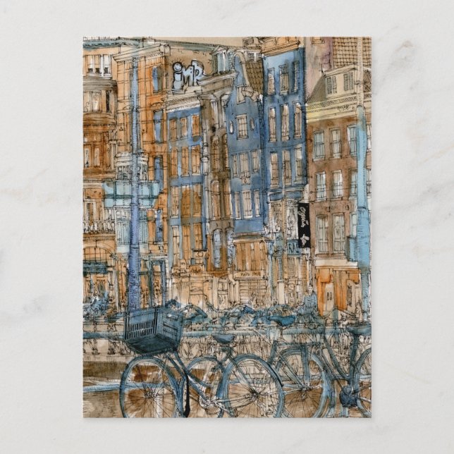 Cartão Postal Destinos | Vista Nova Iorque de Aquarela (Frente)