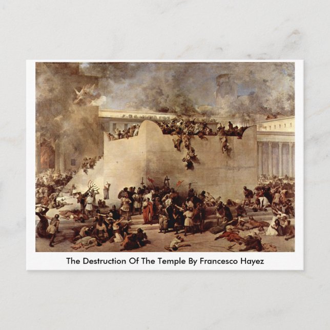 Cartão Postal Destruição Do Templo Por Francesco Hayez (Frente)