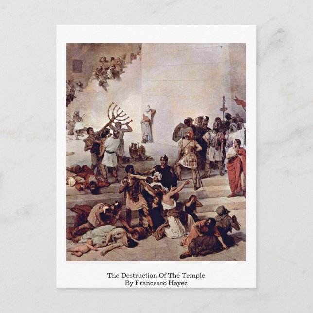 Cartão Postal Destruição Do Templo Por Francesco Hayez (Frente)